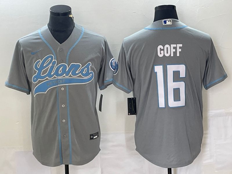 Men Detroit Lions 16 Goff Grey Co Branding Nike Game NFL Jersey style 1